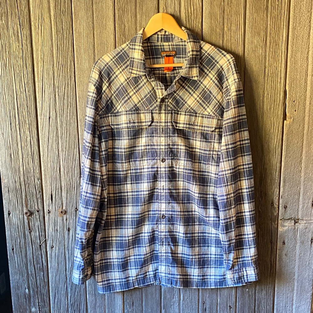Patagonia Blue and White Plaid Shirt